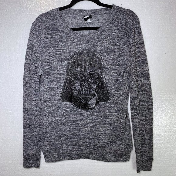 Star Wars Size Medium Darth Vader Gray Glitter Top - Picture 1 of 8